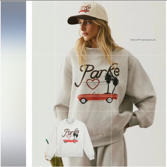 NWT Parke Cities Cozies Fleece Los Angeles Graphic Mockneck Grey gray large xl - Picture 2 of 7